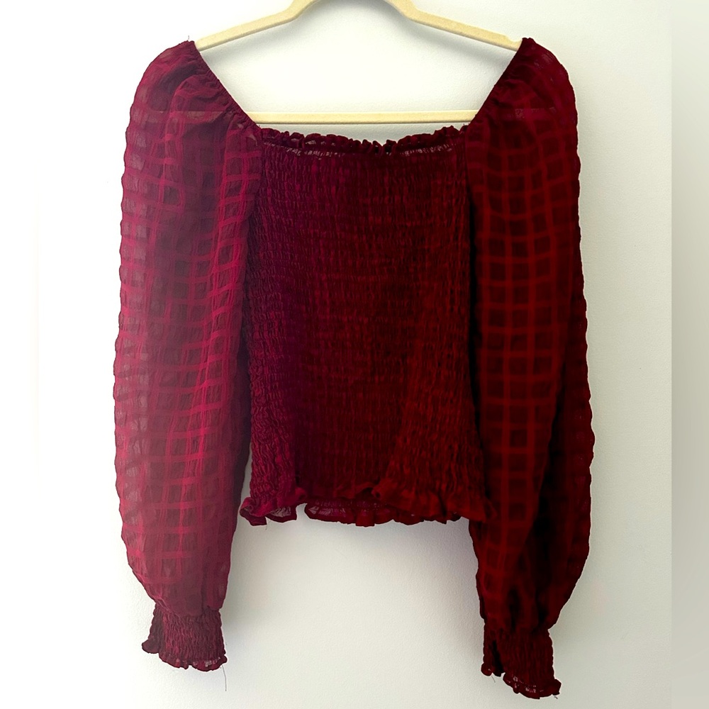 Fitted Long Sleeved Red Top Size S